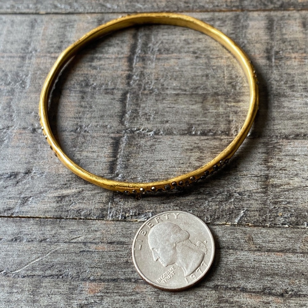 NEW Brushed Gold & Gunmetal Black Crystal Cuff Bracelet - Picture 12 of 12